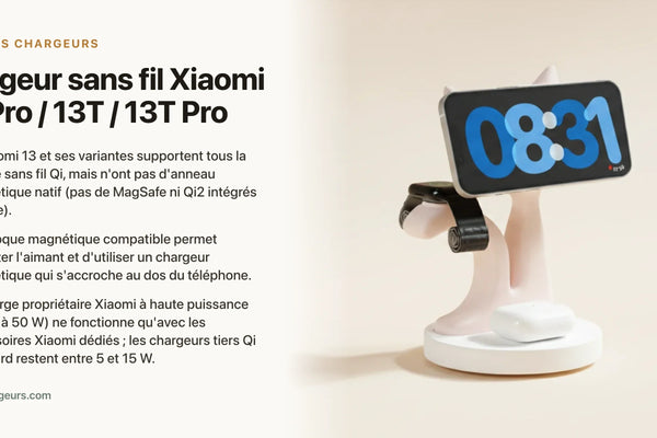 Chargeur sans fil Xiaomi 13 / Pro / 13T / 13T Pro : Qi et MagSafe — chargeur sans fil Les Petits Chargeurs