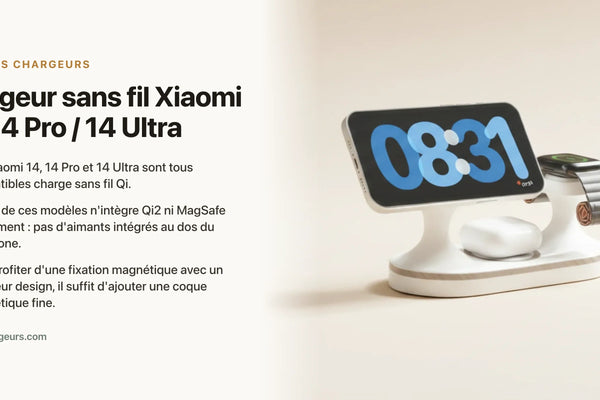 Chargeur sans fil Xiaomi 14 / 14 Pro / 14 Ultra : induction et MagSafe — chargeur sans fil Les Petits Chargeurs