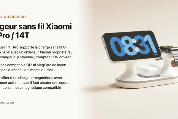 Chargeur sans fil Xiaomi 14T Pro / 14T : induction, MagSafe et coque — chargeur sans fil Les Petits Chargeurs