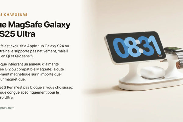 Coque MagSafe Galaxy S24/S25 Ultra : rendre son Samsung compatible — chargeur sans fil Les Petits Chargeurs