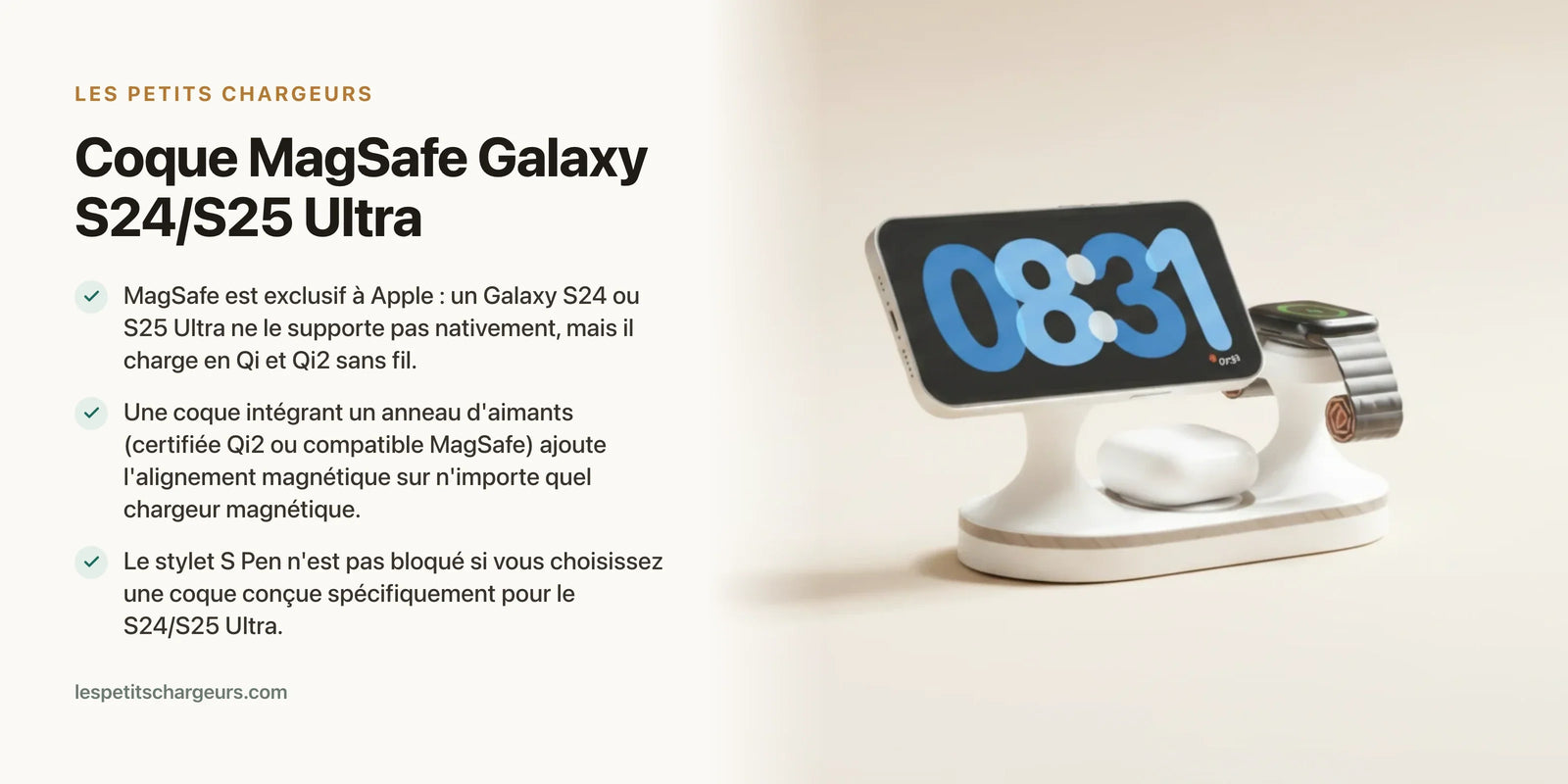 Coque MagSafe Galaxy S24/S25 Ultra : rendre son Samsung compatible — chargeur sans fil Les Petits Chargeurs