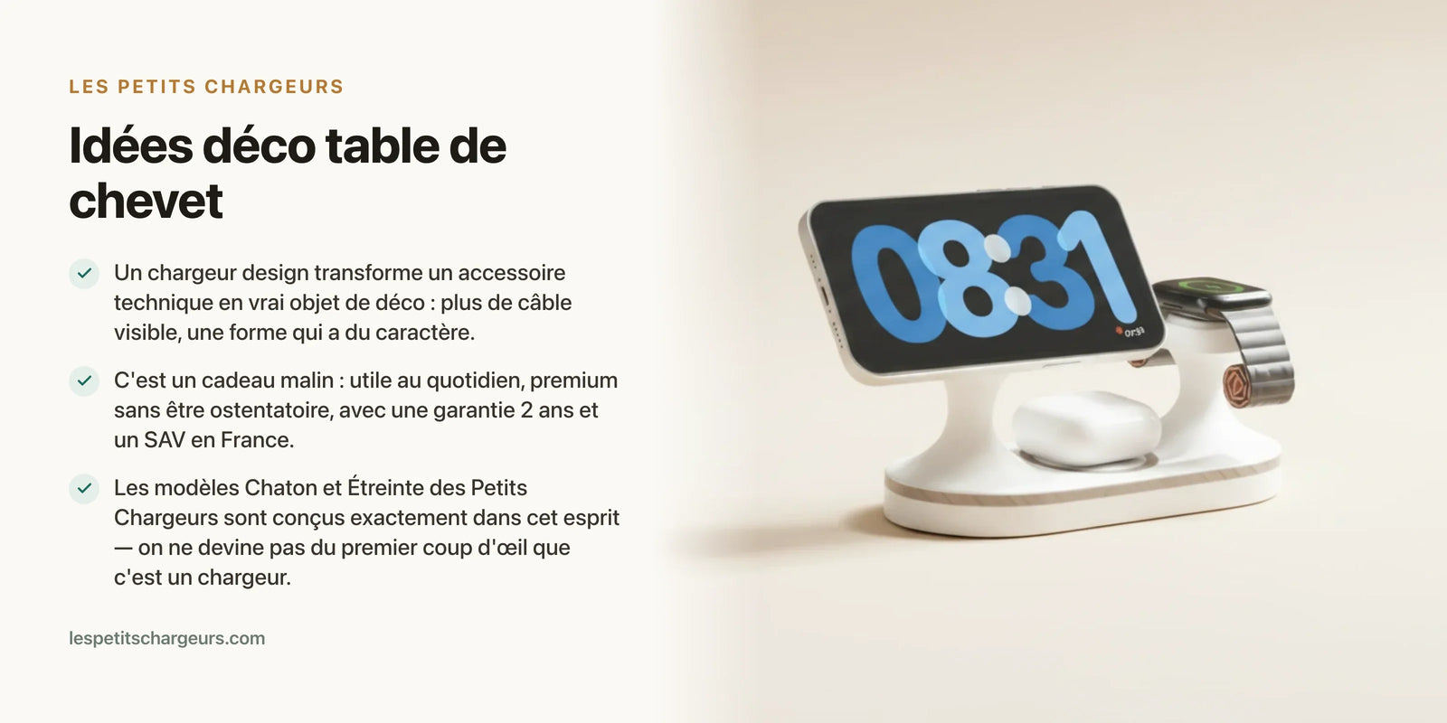 Idées déco table de chevet : le chargeur design, accessoire tendance qu'on ne voit plus venir — chargeur sans fil Les Petits Chargeurs