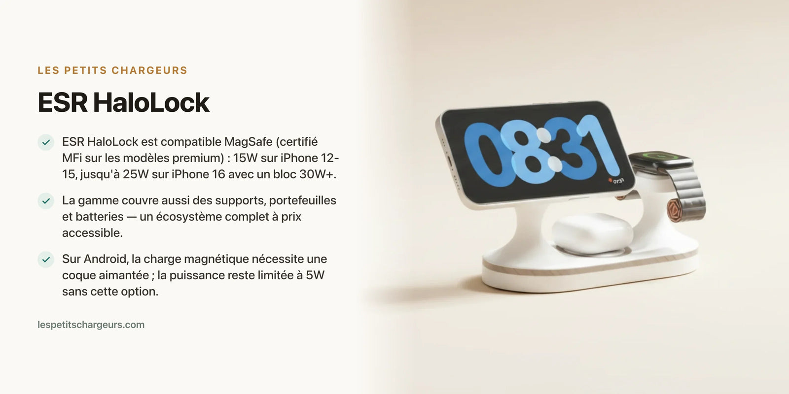 ESR HaloLock : l'alternative MagSafe pas chere tient-elle la route ? — chargeur sans fil Les Petits Chargeurs