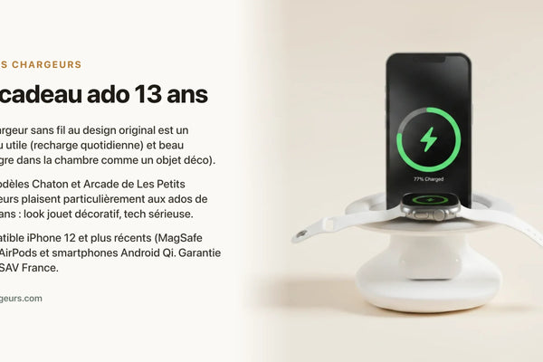 Idée cadeau ado 13 ans : l'objet tech qui ressemble à un jouet décoratif — chargeur sans fil Les Petits Chargeurs