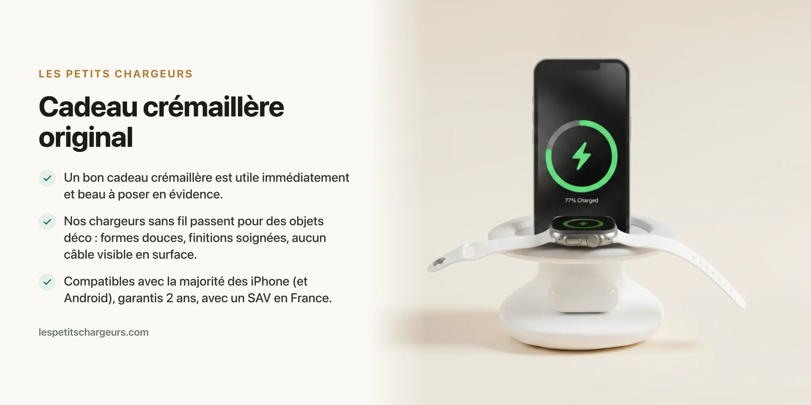 Cadeau crémaillère original : l'objet design qui charge l'iPhone en faisant déco — chargeur sans fil Les Petits Chargeurs