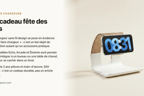 Idée cadeau fête des pères : un chargeur sans fil design pour son bureau ou sa table de chevet — chargeur sans fil Les Petits Chargeurs