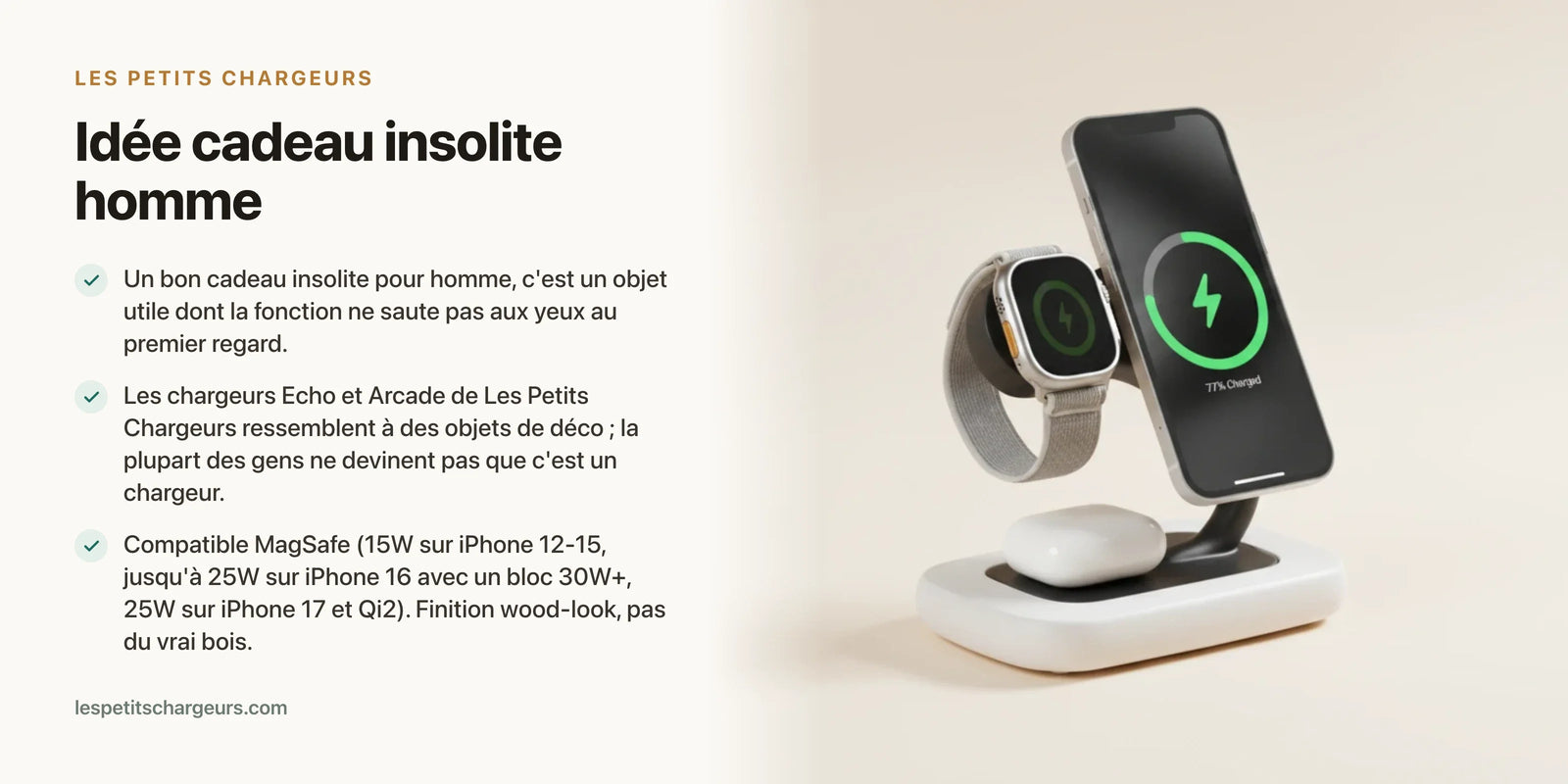 Idée cadeau insolite homme : l'objet de bureau qu'on identifie comme chargeur... après — chargeur sans fil Les Petits Chargeurs