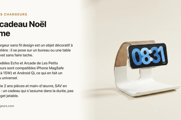Idée cadeau Noël homme : le chargeur sans fil design pour le bureau ou la table de chevet — chargeur sans fil Les Petits Chargeurs