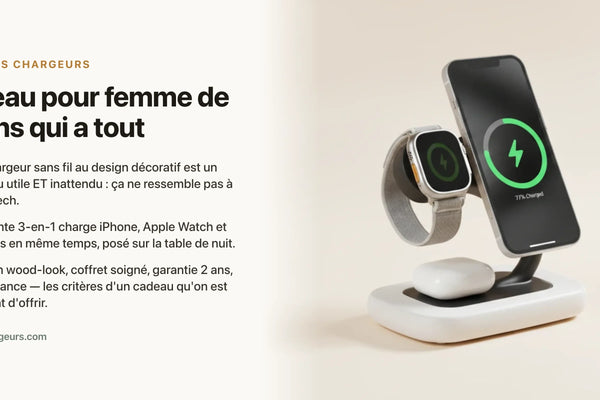 Cadeau pour femme de 50 ans qui a tout : un objet déco qui charge en secret — chargeur sans fil Les Petits Chargeurs