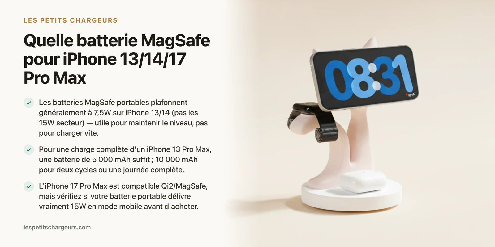 Quelle batterie MagSafe pour iPhone 13/14/17 Pro Max ? — chargeur sans fil Les Petits Chargeurs