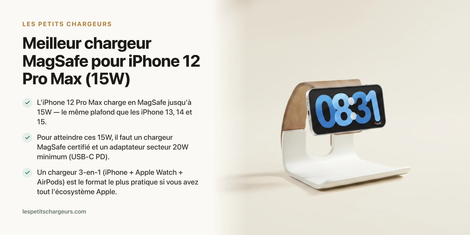 Meilleur chargeur MagSafe pour iPhone 12 Pro Max (15W) — chargeur sans fil Les Petits Chargeurs