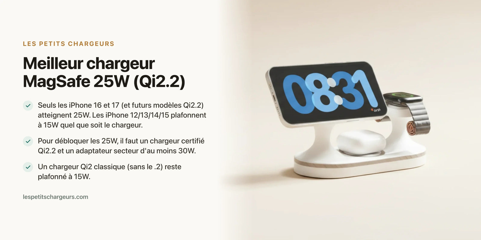 Meilleur chargeur MagSafe 25W (Qi2.2) : qui tient sa promesse ? — chargeur sans fil Les Petits Chargeurs
