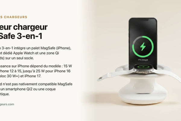 Meilleur chargeur MagSafe 3-en-1 : comparatif iPhone + Watch + AirPods — chargeur sans fil Les Petits Chargeurs