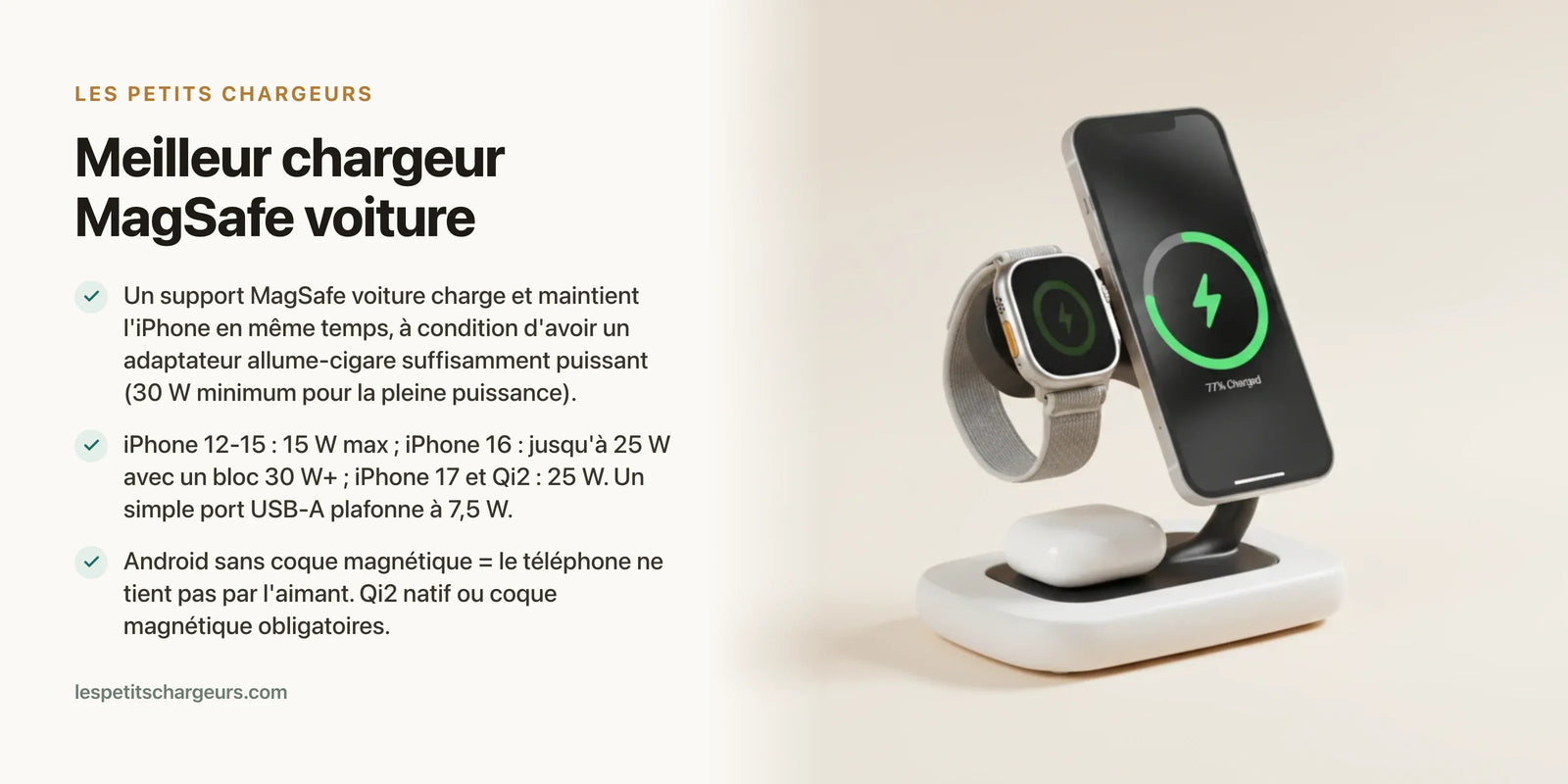 Meilleur chargeur MagSafe voiture : supports comparés — chargeur sans fil Les Petits Chargeurs