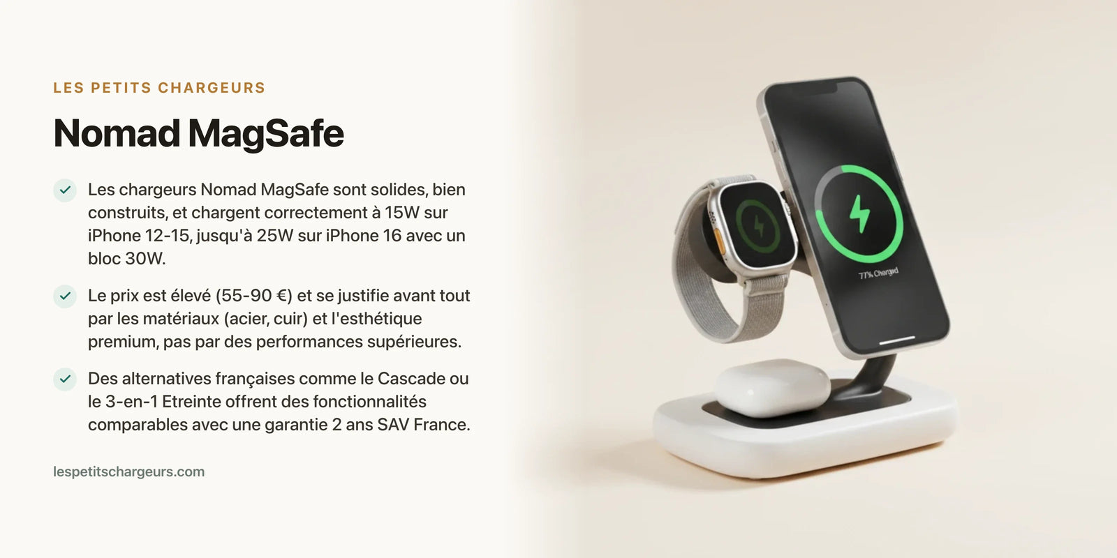 Nomad MagSafe : le premium en vaut-il la peine ? Avis detaille — chargeur sans fil Les Petits Chargeurs
