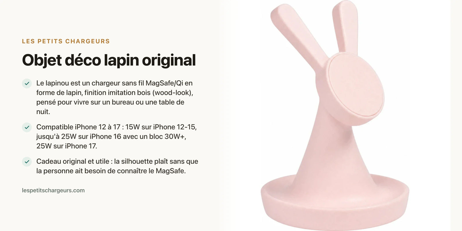 Objet déco lapin original : pas juste une statuette cette fois — chargeur sans fil Les Petits Chargeurs