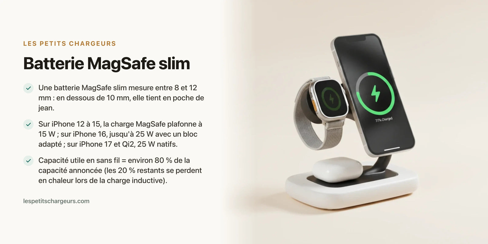 Batterie MagSafe slim : les modeles fins qui tiennent en poche — chargeur sans fil Les Petits Chargeurs