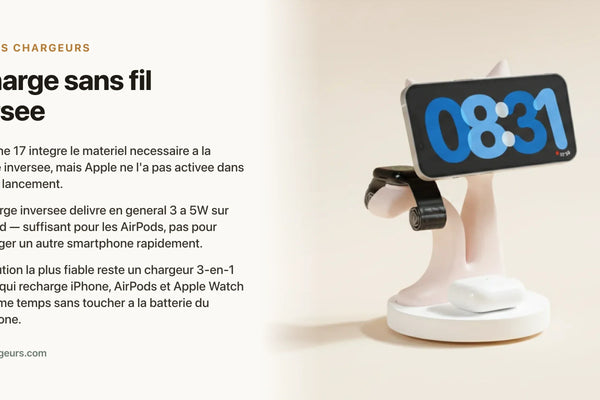 Recharge sans fil inversee : l'iPhone 17 peut-il recharger vos AirPods ? — chargeur sans fil Les Petits Chargeurs
