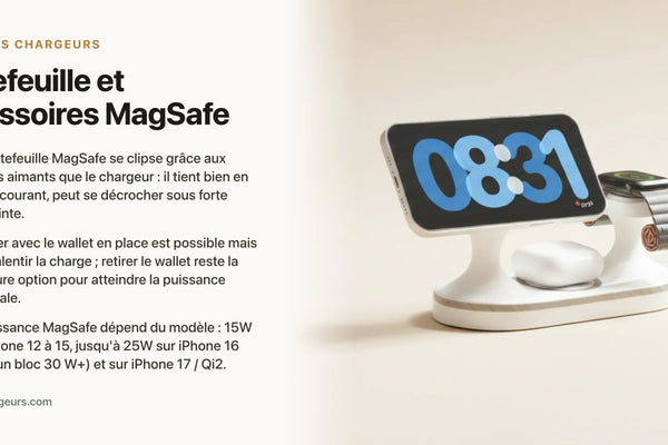 Portefeuille et accessoires MagSafe : ce qui se clipse (et l'impact sur la charge) — chargeur sans fil Les Petits Chargeurs