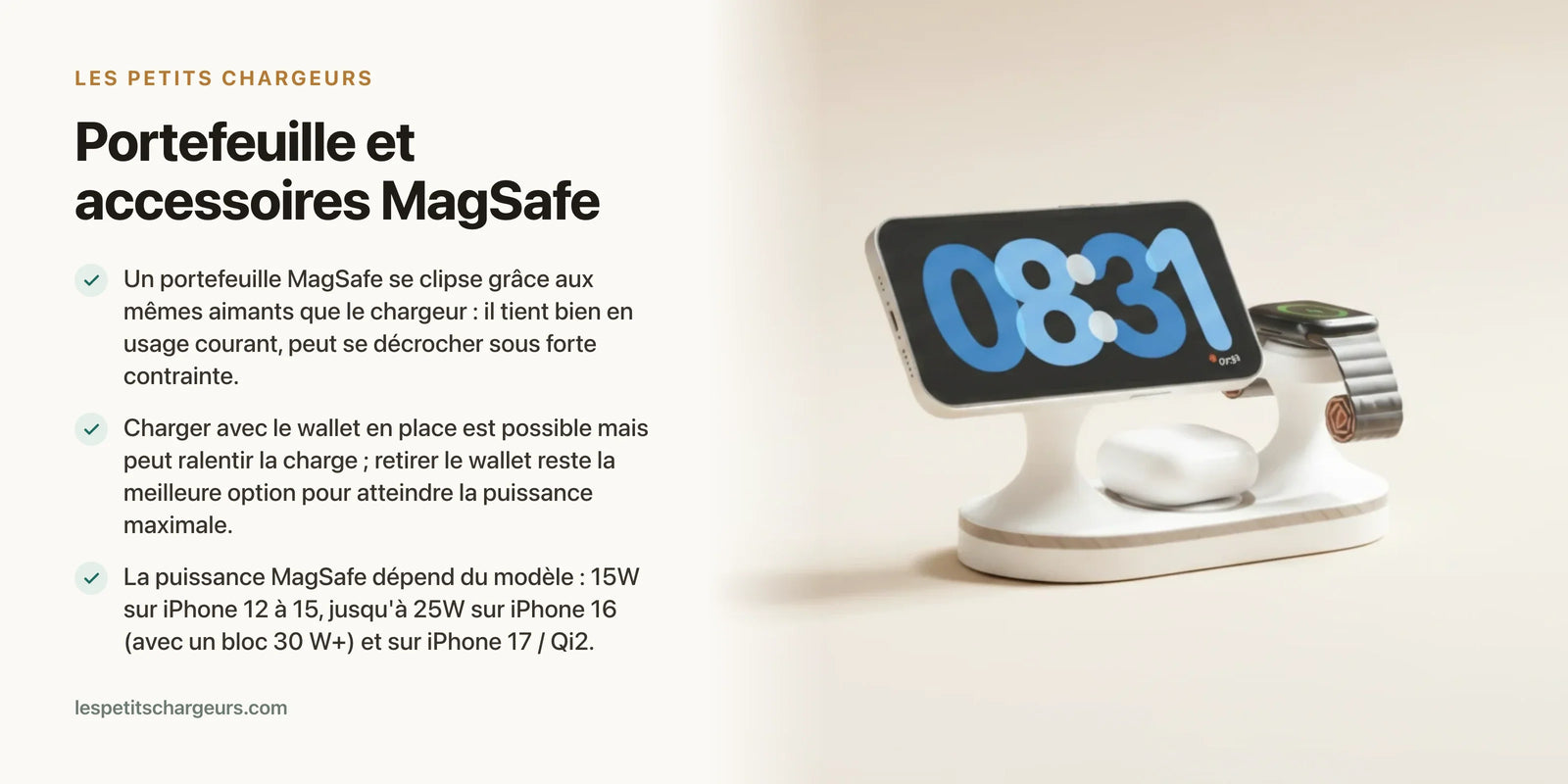 Portefeuille et accessoires MagSafe : ce qui se clipse (et l'impact sur la charge) — chargeur sans fil Les Petits Chargeurs