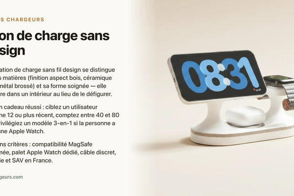 Station de charge sans fil design : quelle option pour un bureau ou chevet esthétique ? — chargeur sans fil Les Petits Chargeurs