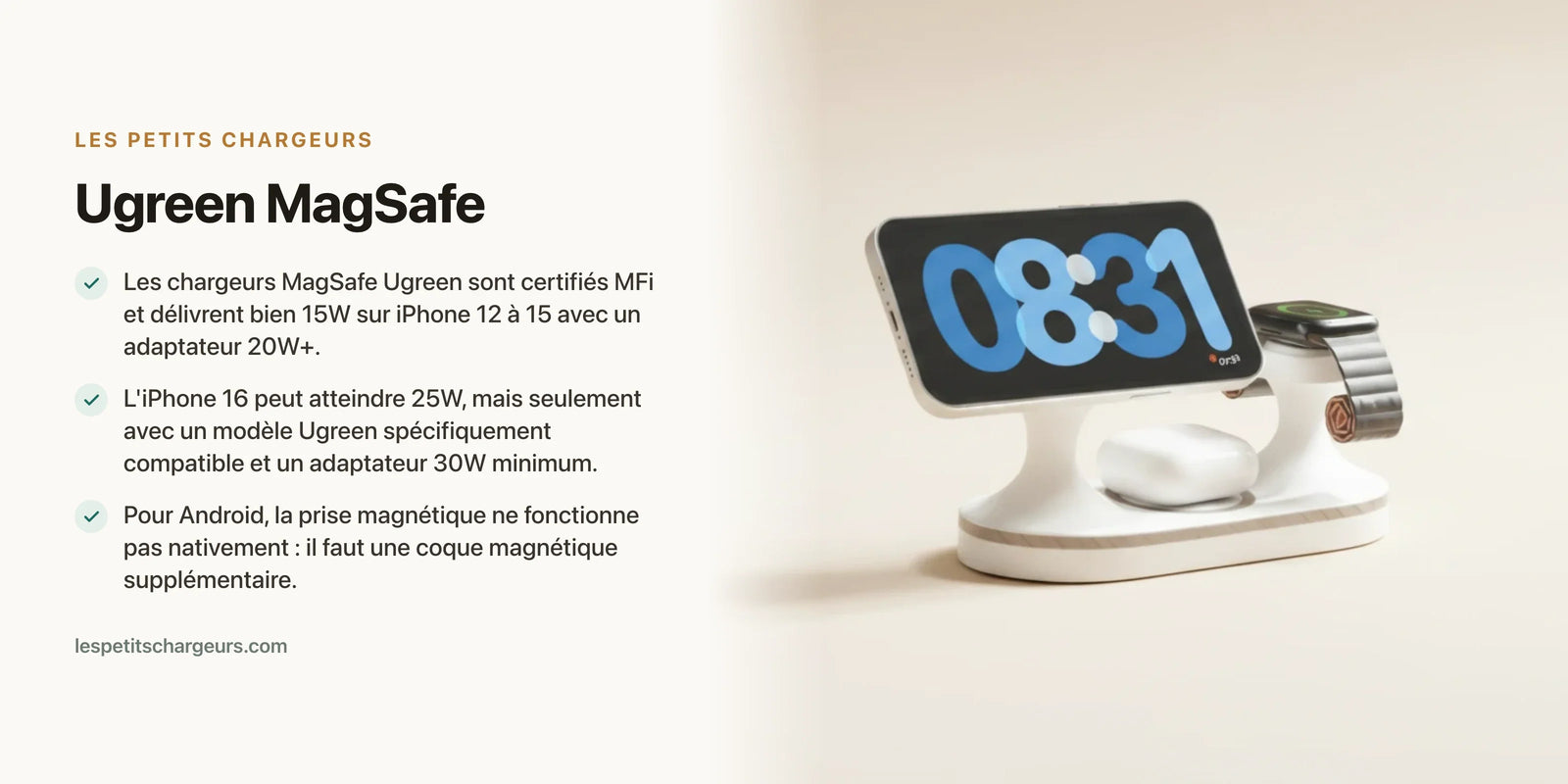 Ugreen MagSafe : le bon rapport qualité-prix ? Avis et limites — chargeur sans fil Les Petits Chargeurs