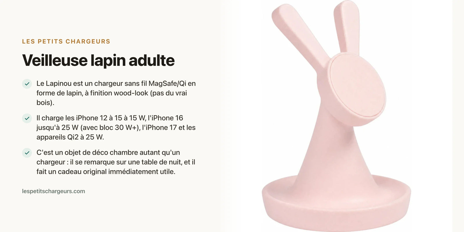 Veilleuse lapin adulte : quand la déco de chambre devient utile — chargeur sans fil Les Petits Chargeurs