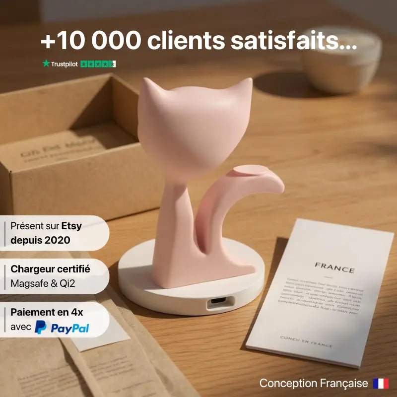 Chargeur Sans Fil Chaton - Station de Charge Rapide 5V-9V