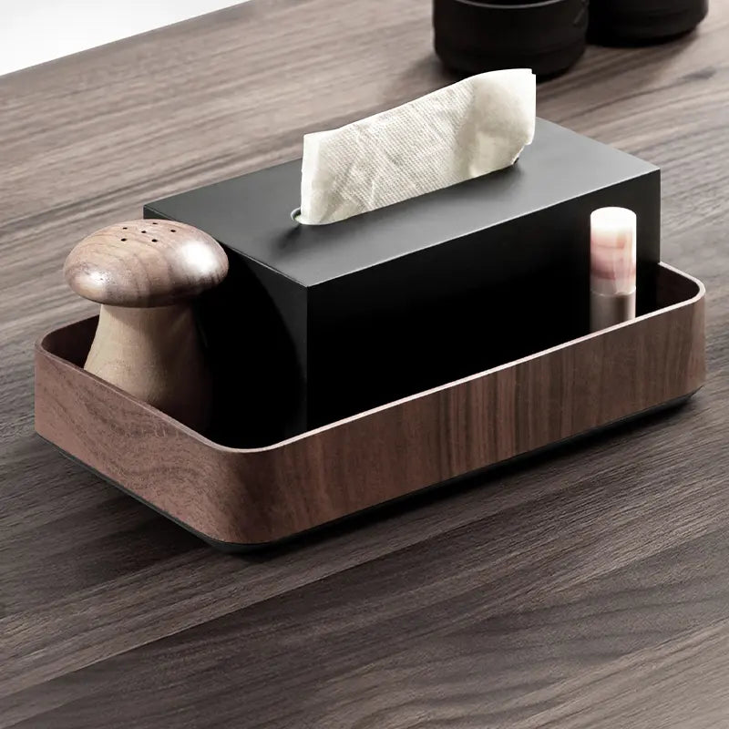 Boîte à Mouchoirs Bois Double Rectangle Premium - Rangement