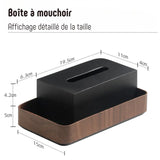 Boîte à mouchoirs en bois premium double rectangle avec finition naturelle et compartiment de rangement.