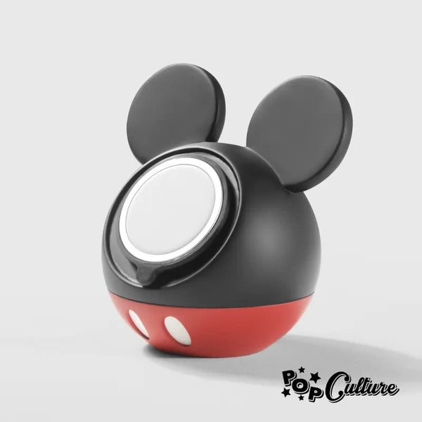 Mickey-shaped wireless charger with black ears and red base by Craft Kittiesfr.