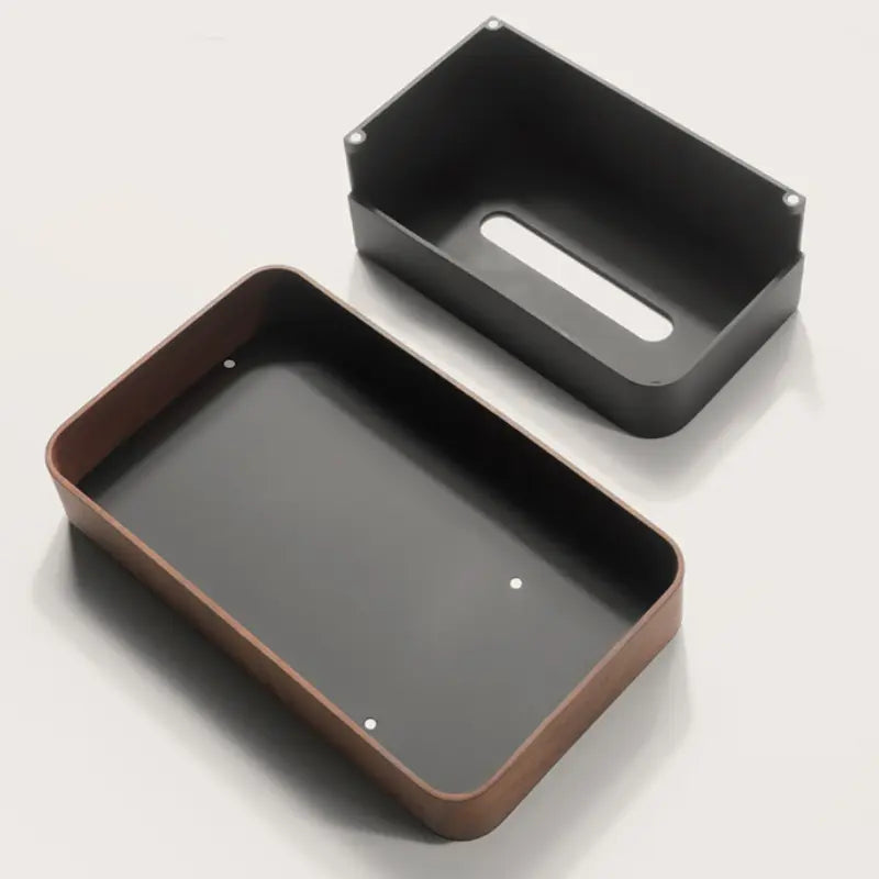 Boîte à mouchoirs rectangle en bois premium avec finition naturelle, accessoires de bureau modernes et élégants.