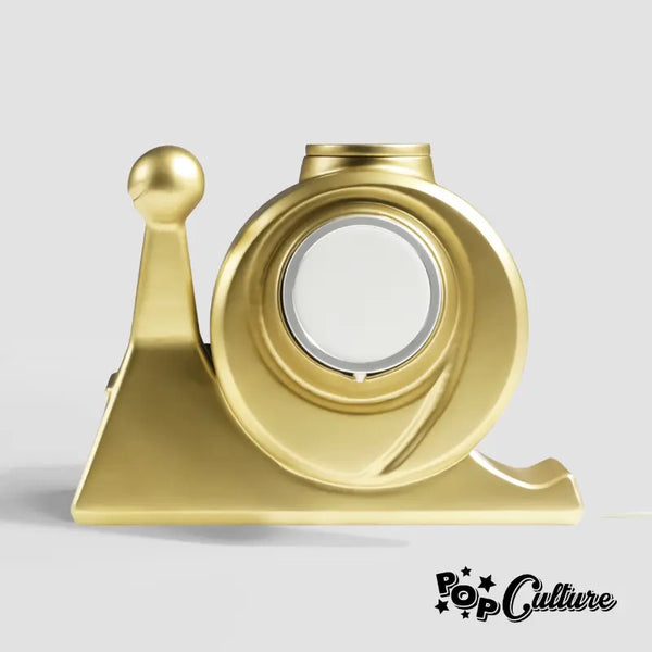 Gold escargot-shaped phone charger with a sleek design by Craft Kittiesfr, part of the PopCulture collection.