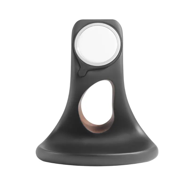 Black phone holder and desk organizer with a sleek design and integrated charging feature by Station de charge
