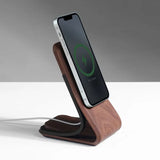 Wooden MagSafe phone stand with sleek design, ideal for office use by Station de charge.