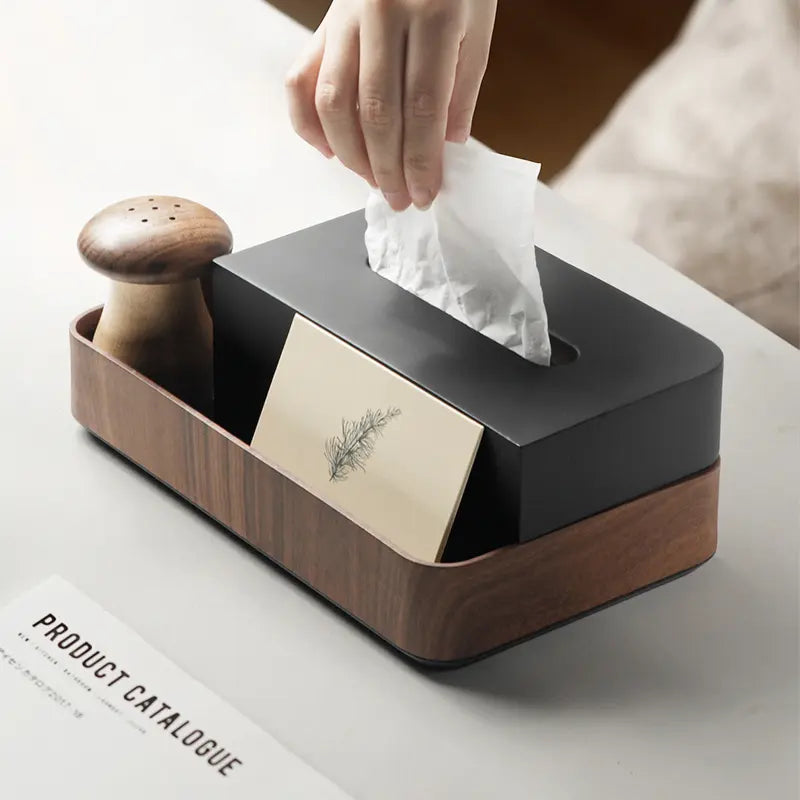 Boîte à Mouchoirs Bois Double Rectangle Premium - Rangement