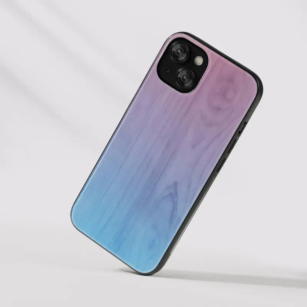 Coque MagSafe dégradé rose et bleu pour iPhone, protection magnétique et anti-choc, modèle iPhone 16.