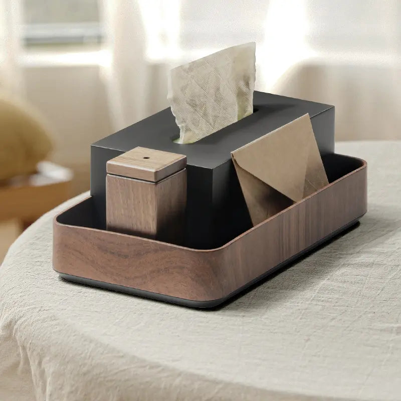 Boîte à Mouchoirs Bois Double Rectangle Premium - Rangement