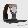 Wooden MagSafe phone charging station in dark finish by Station de charge