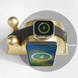 Golden escargophone charger for phone and smartwatch by Craft Kittiesfr, featuring a sleek, modern design.