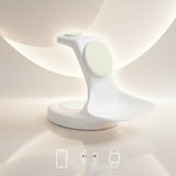 White 3-in-1 charger for phone, earbuds, and watch by Craft Kitties, featuring a sleek, modern design.