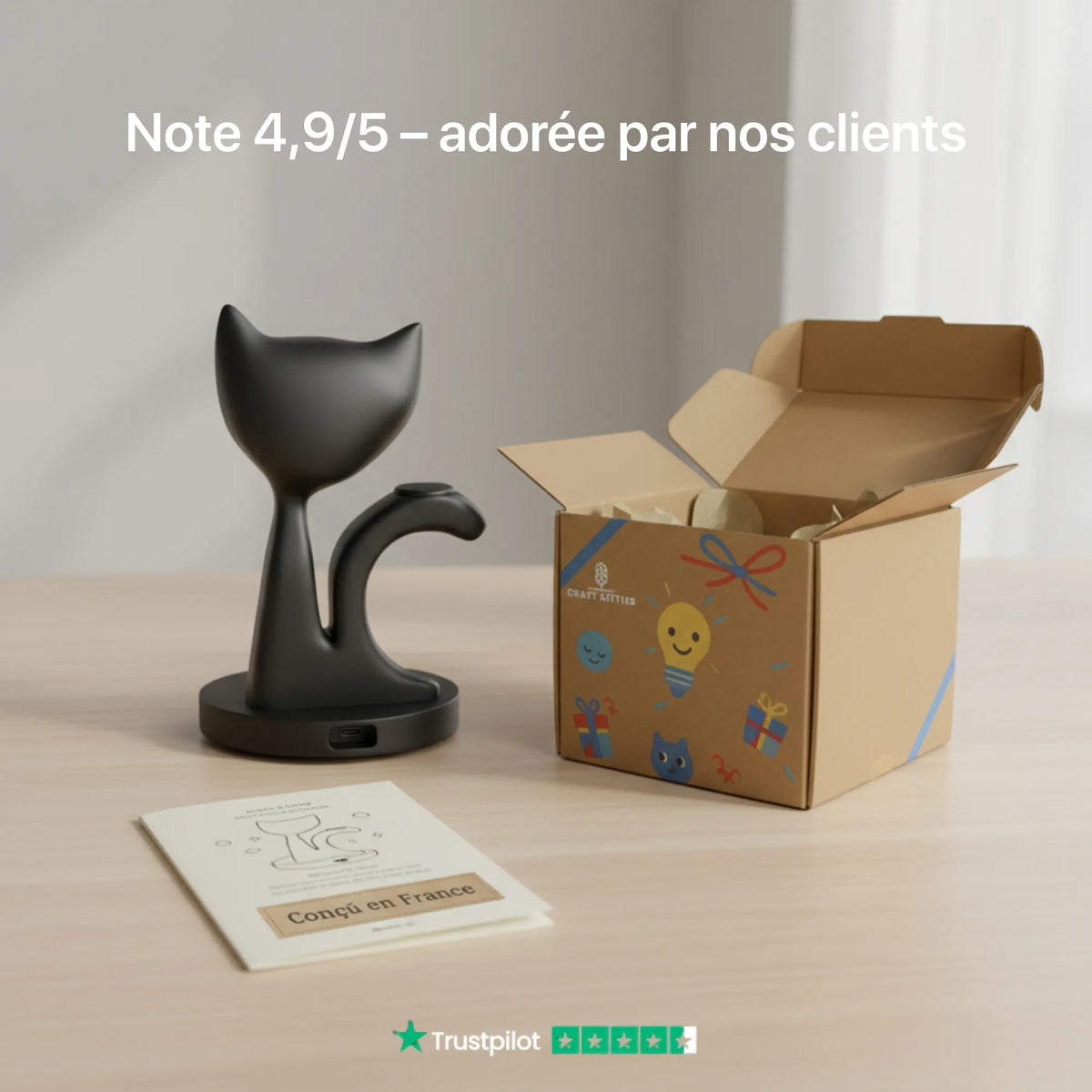 Chargeur Sans Fil Chaton - Station Charge Rapide 30W
