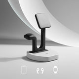 Black and white 3-in-1 charger for phone, earbuds, and smartwatch by Craft Kittiesfr