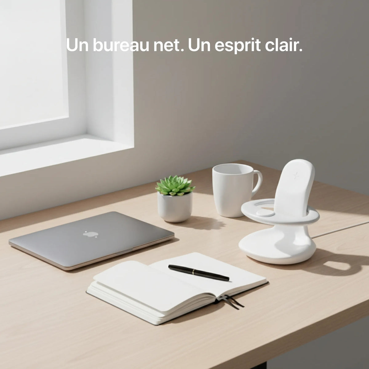 Étreinte 3-in-1 charger in gray with sleek design, perfect for new office setups by Craft Kittiesfr