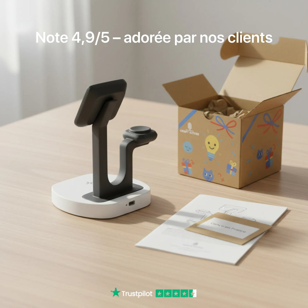 Chargeur Sans Fil Le Carré - 30W Fast Charge - 128mm Compact