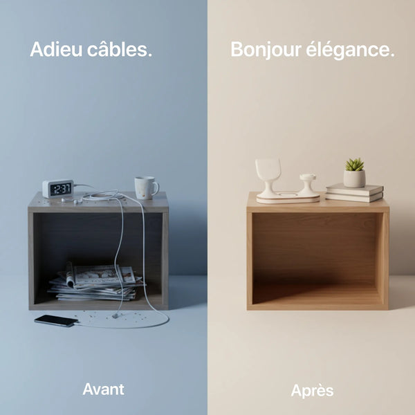 Craft Kittiesfr Echo 3-in-1 charger in minimalist design, reducing clutter with a sleek wooden finish.