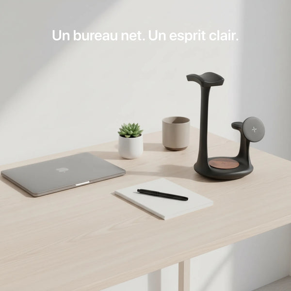 Chargeur 3-en-1 noir pour casque avec support élégant et fonction de chargement, marque Craft Kittiesfr.