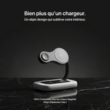 Gray 3-in-1 charger with adjustable stand, compatible with MagSafe, by Craft Kittiesfr