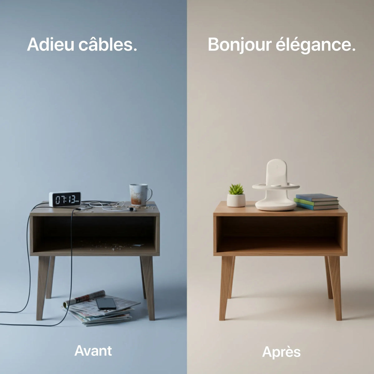Étreinte 3-en-1 chargeur gris et rose de Craft Kitties, style minimaliste et fonctionnel pour une organisation élégante.