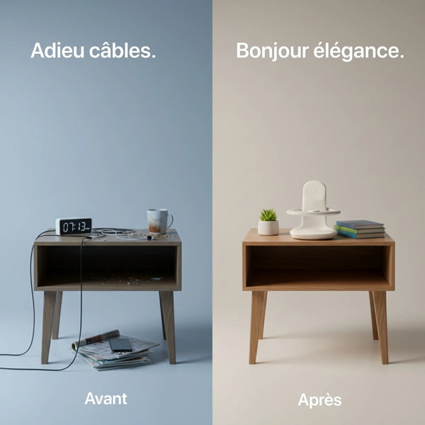 Étreinte 3-en-1 chargeur gris et rose de Craft Kitties, style minimaliste et fonctionnel pour une organisation élégante.